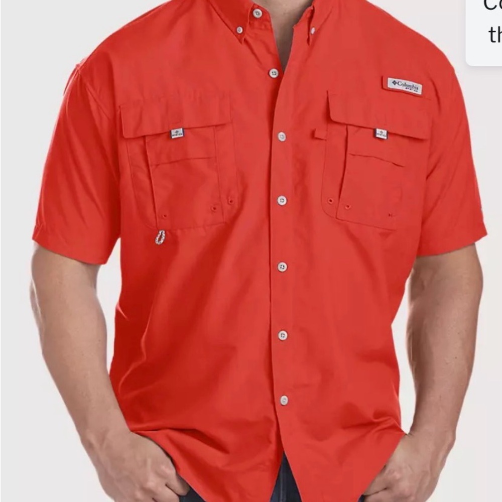 Columbia Men's Short-Sleeve Button-Down Shirt in Coral - XXL